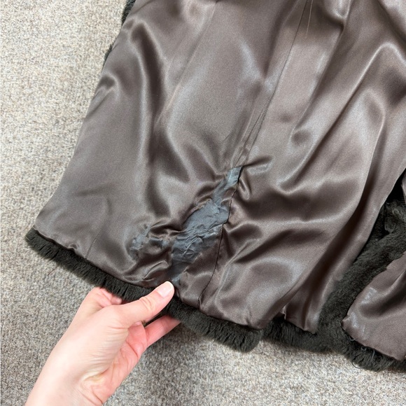 Vintage Borgana Brown Faux Fur Mid Length Double Breased Pea Coat Women’s Medium - Picture 9 of 14